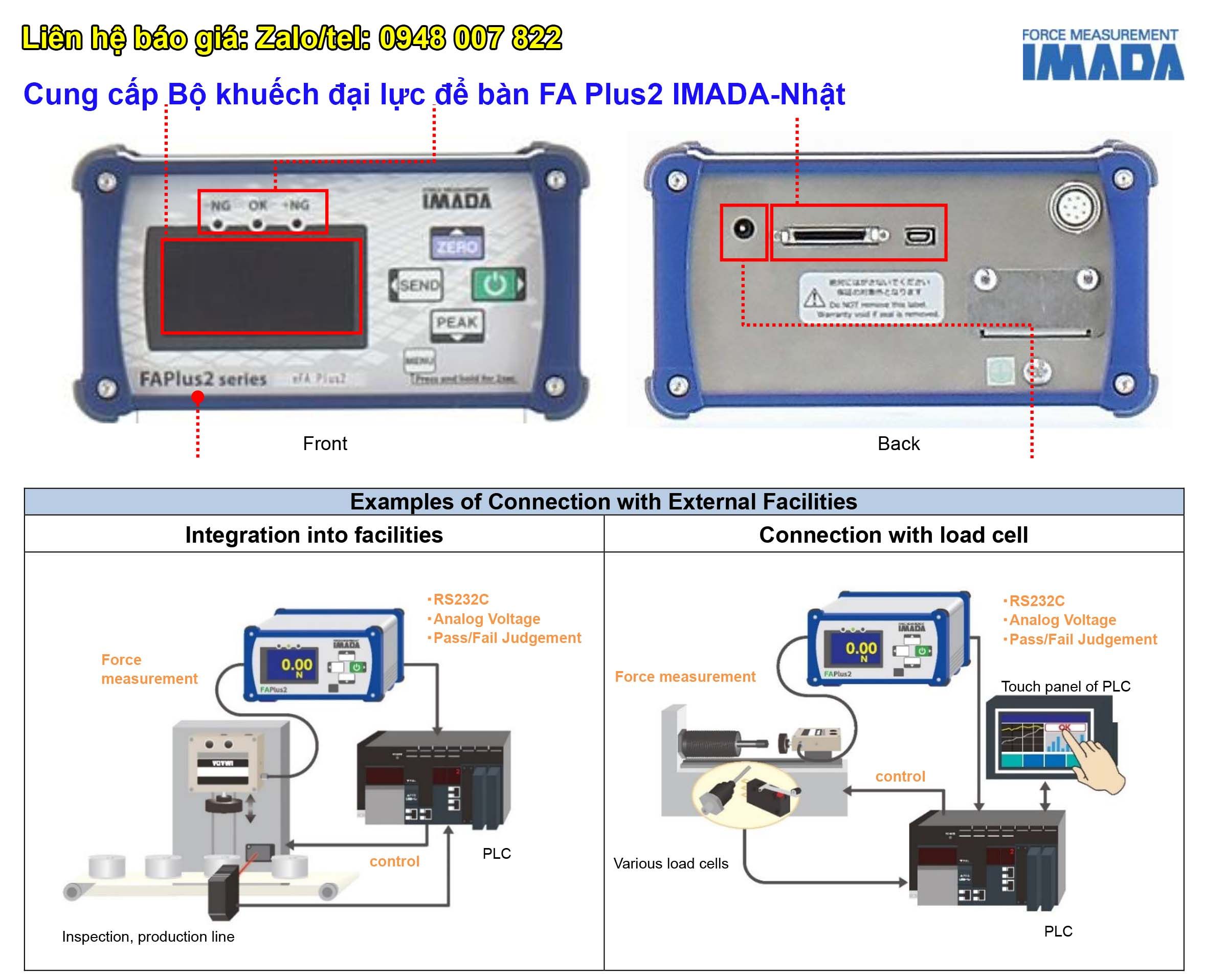 Bộ khuếch đại lực để bàn FA Plus2 IMADA 2 Cung cap Bo khuech dai luc de ban FA Plus2 IMADA Nhat