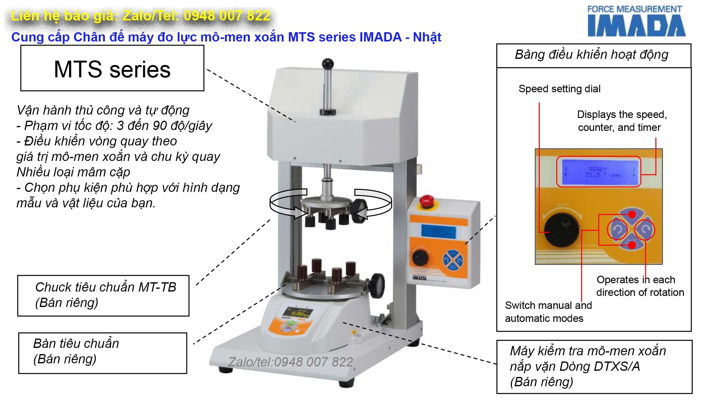 Cung cap Chan de may do luc mo men xoan MTS series IMADA Nhat