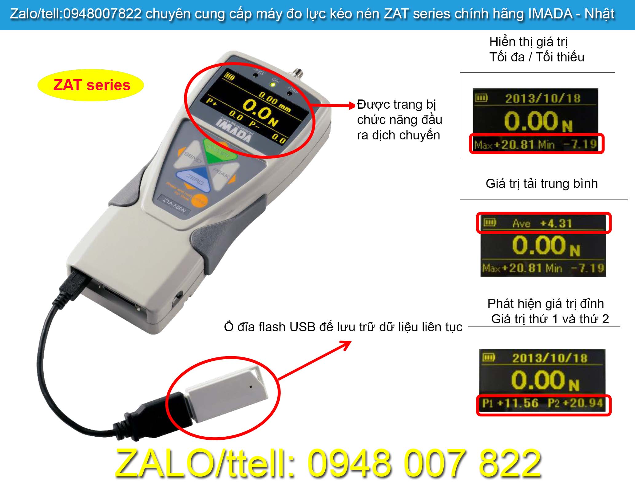 Máy Đo Lực Kéo Nén ZTA-1000N IMADA 2 Hien thi may do luc keo nen ZAT series Imada