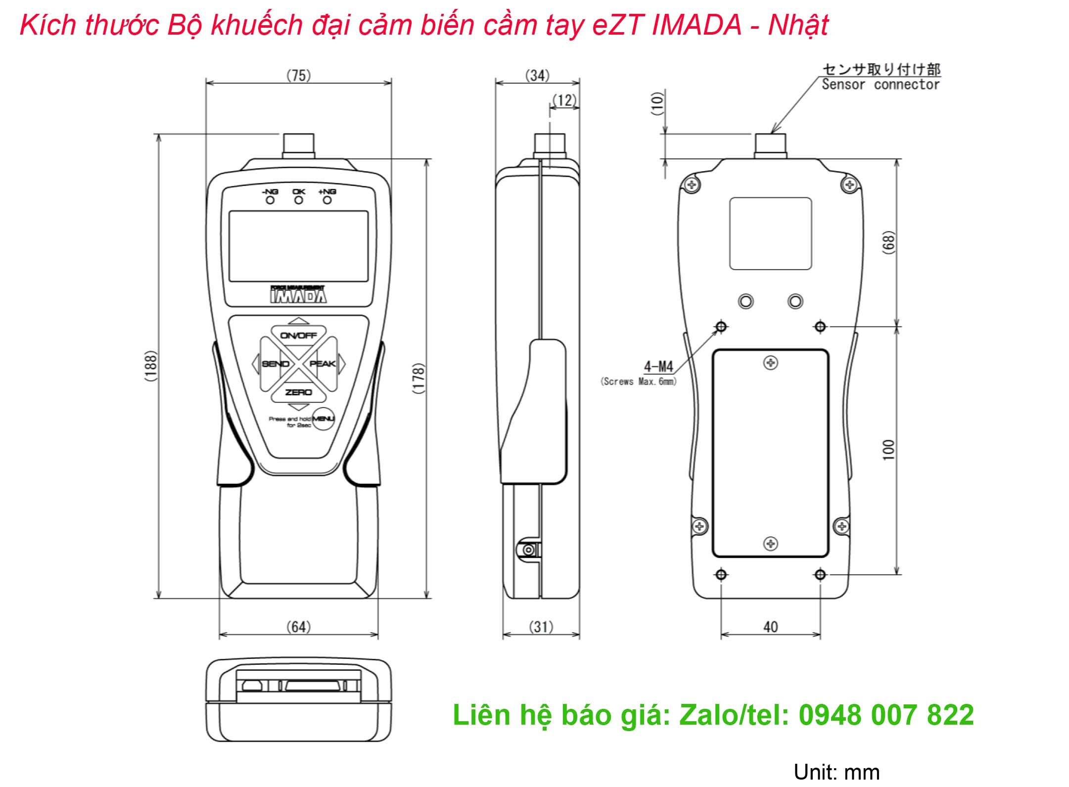 Bộ khuếch đại cảm biến cầm tay eZT IMADA 3 Kich thuoc Bo khuech dai cam bien cam tay eZT IMADA Nhat