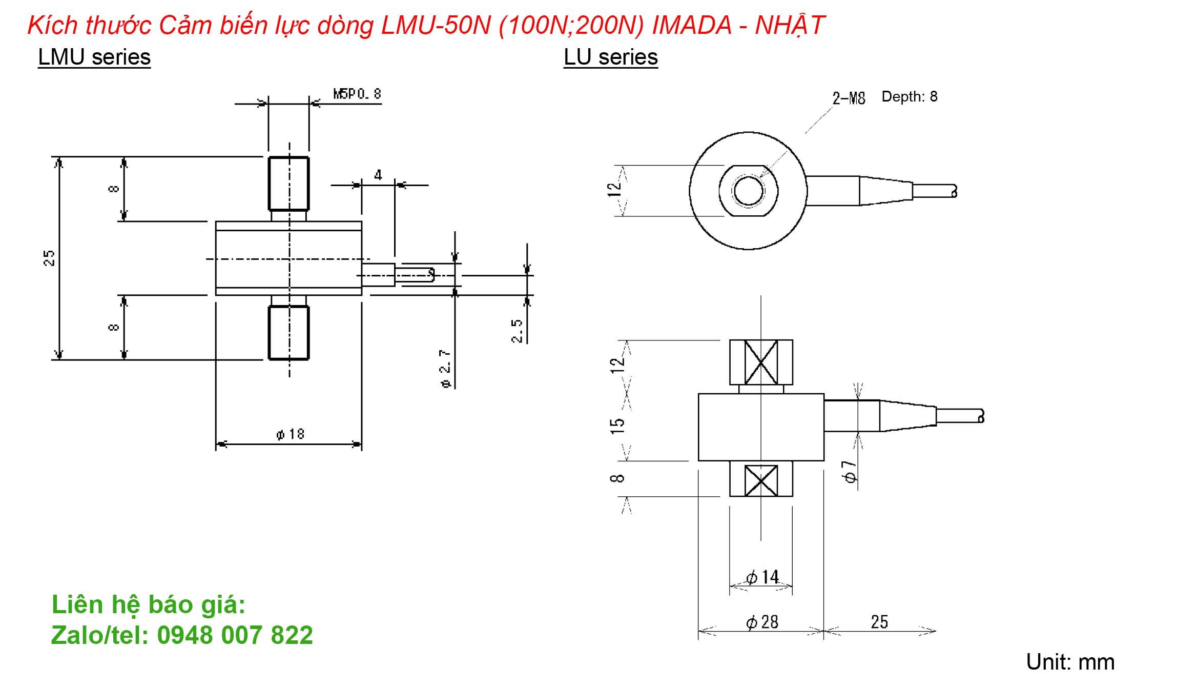 Kich thuoc Cam bien luc dong LMU 50N 100N200N IMADA NHAT
