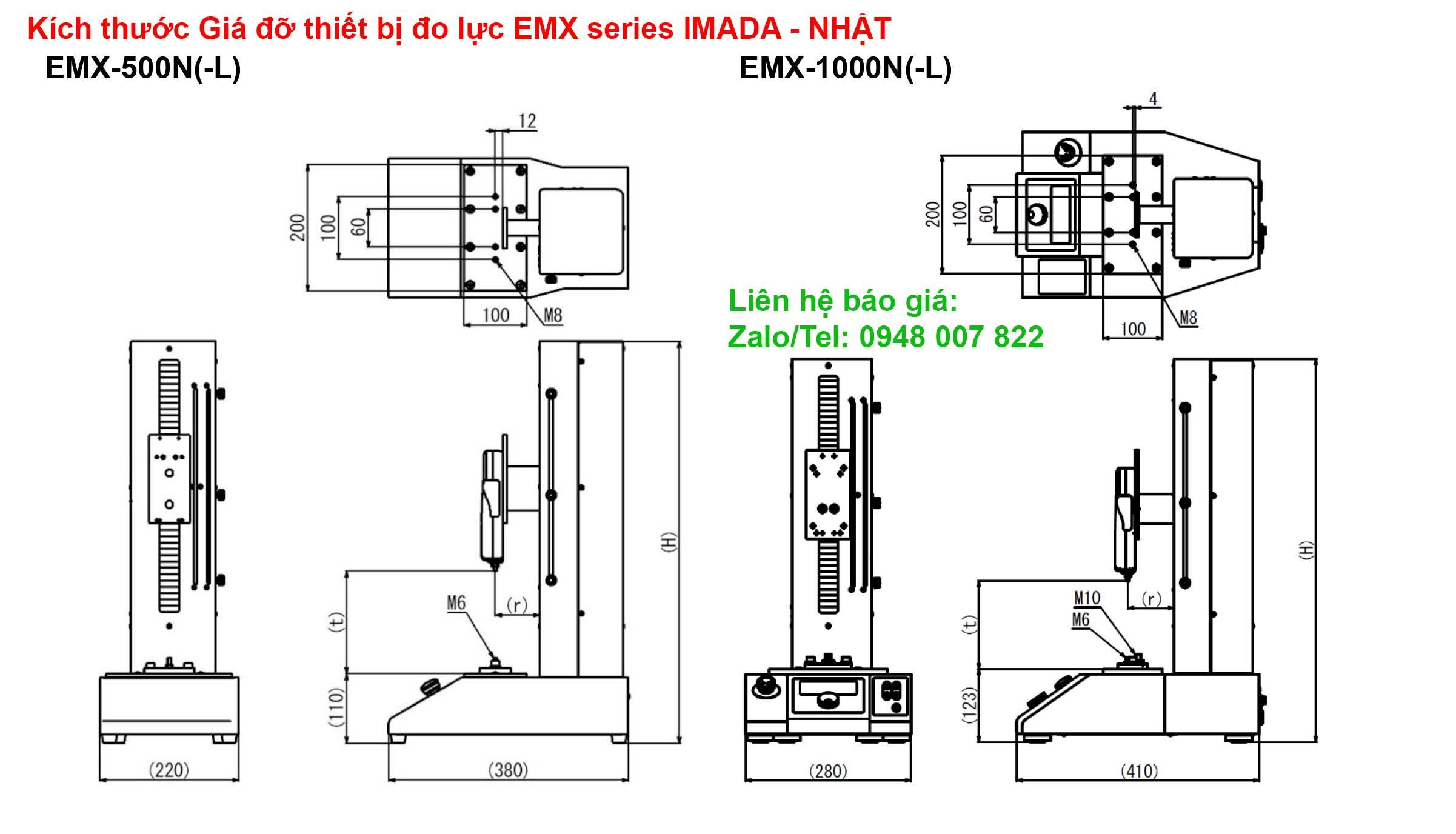 Giá đỡ thiết bị đo lực EMX-500N IMADA 4 Kich thuoc Gia do thiet bi do luc EMX series IMADA NHAT