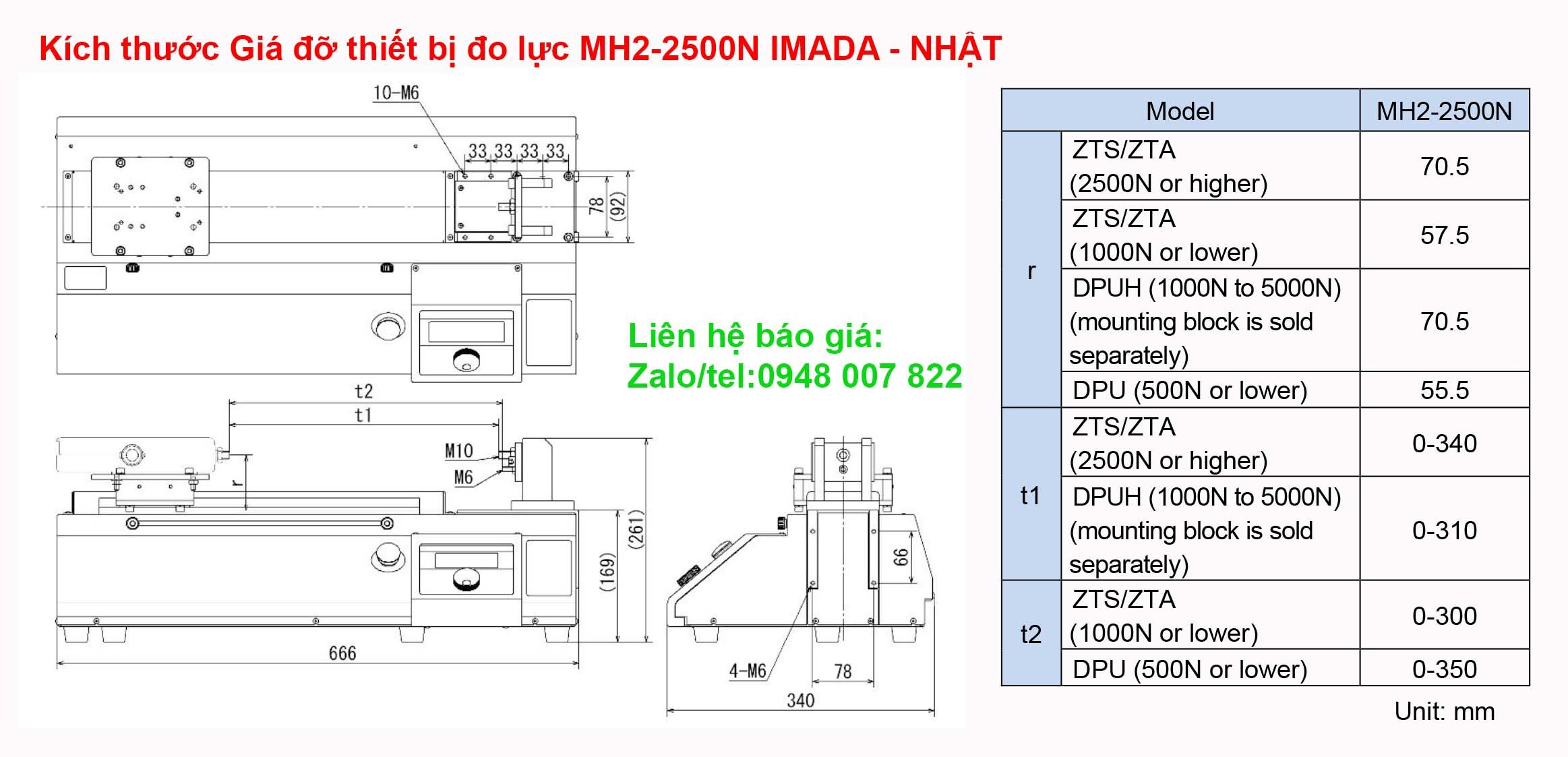 Giá đỡ thiết bị đo lực MH2-2500N IMADA 3 Kich thuoc Gia do thiet bi do luc MH2 2500N IMADA NHAT