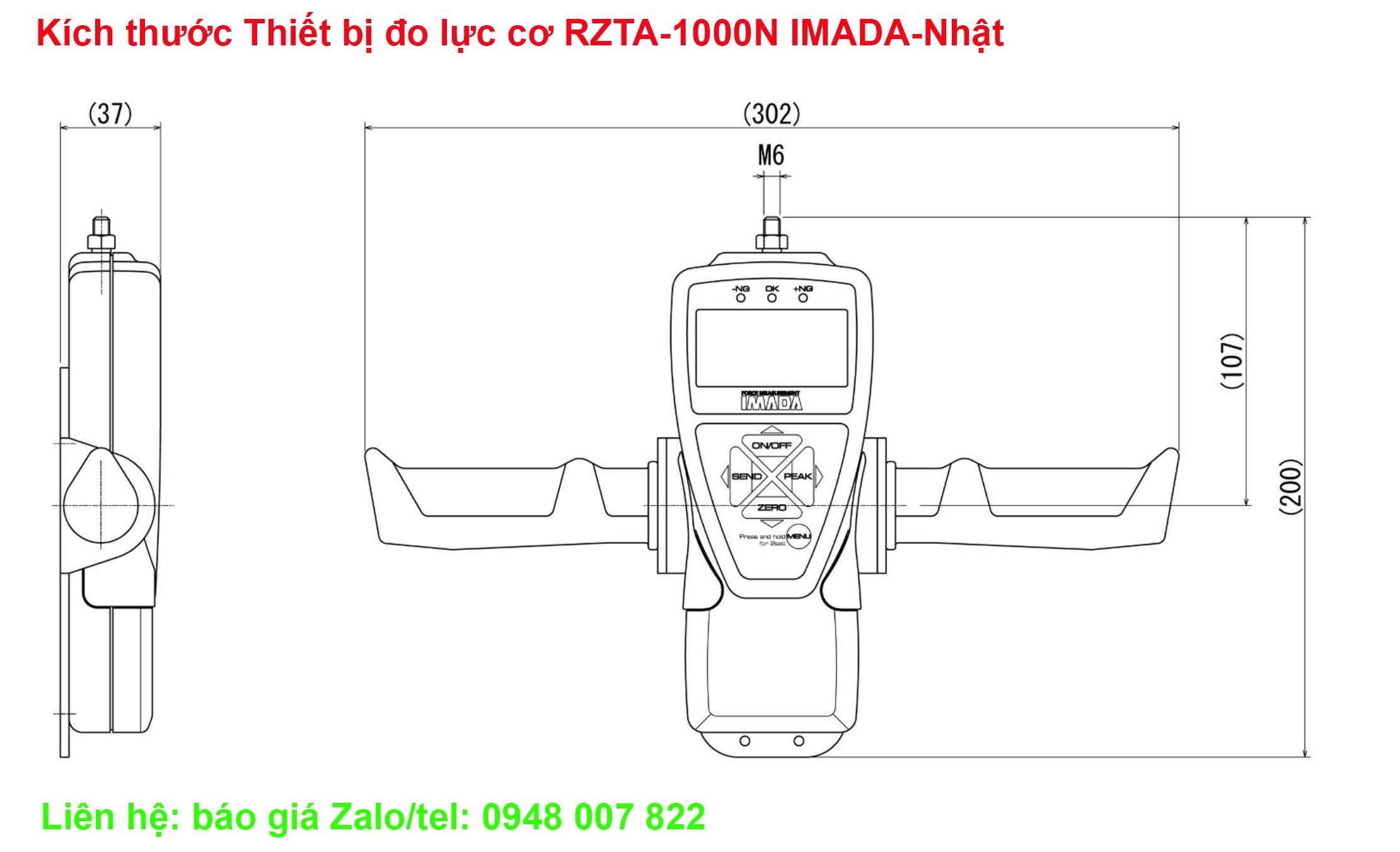 Kich thuoc Thiet bi do luc co RZTA 1000N IMADA Nhat