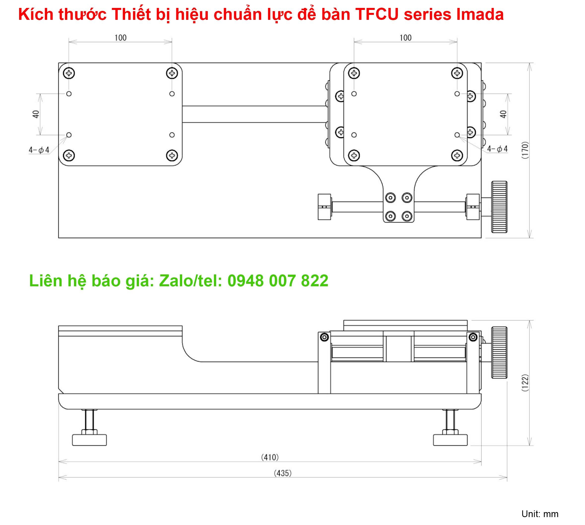 Kich thuoc Thiet bi hieu chuan luc de ban TFCU series Imada