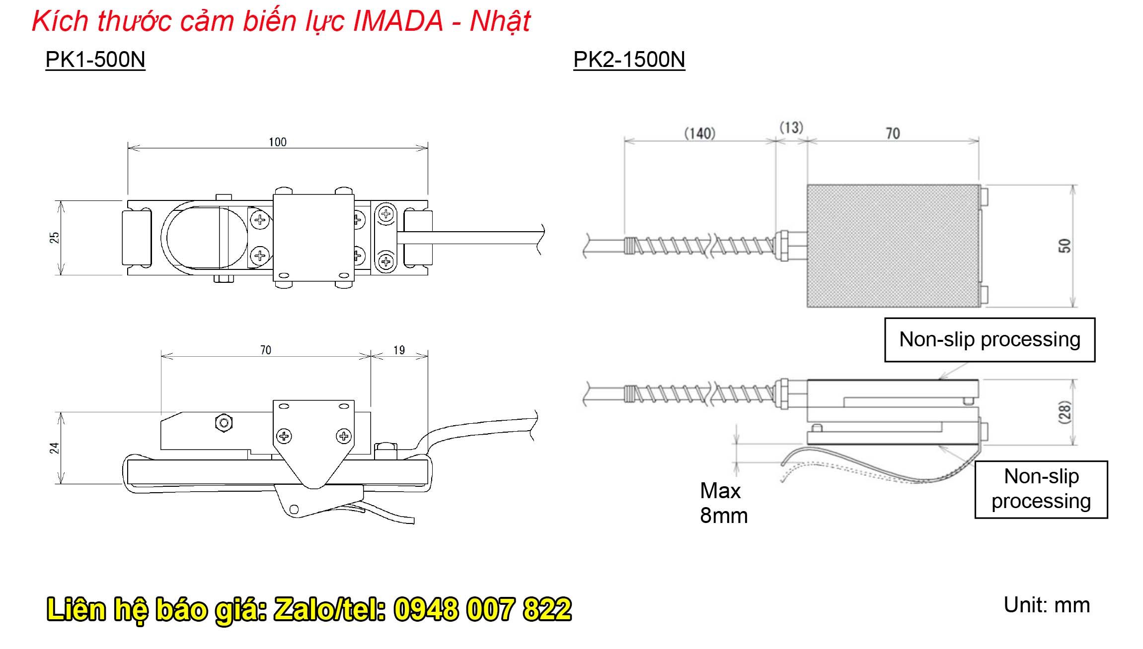 Kich thuoc cam bien luc PK1 500N PK2 1500N IMADA