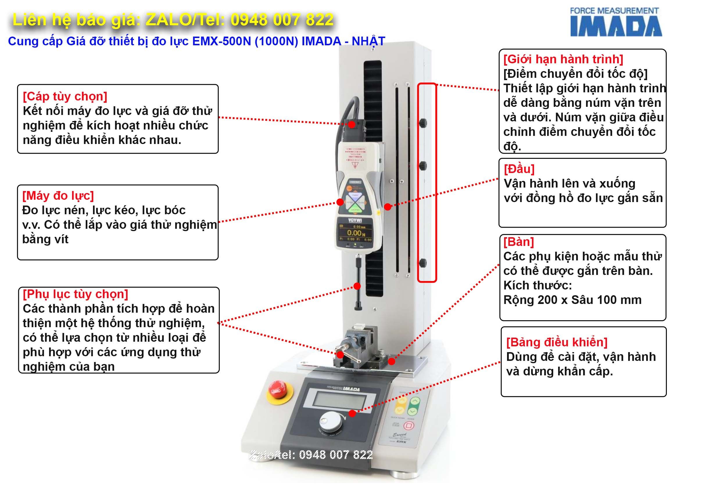 Giá đỡ thiết bị đo lực EMX-500N IMADA 2 Lien he Gia do thiet bi do luc EMX 500N 1000N IMADA
