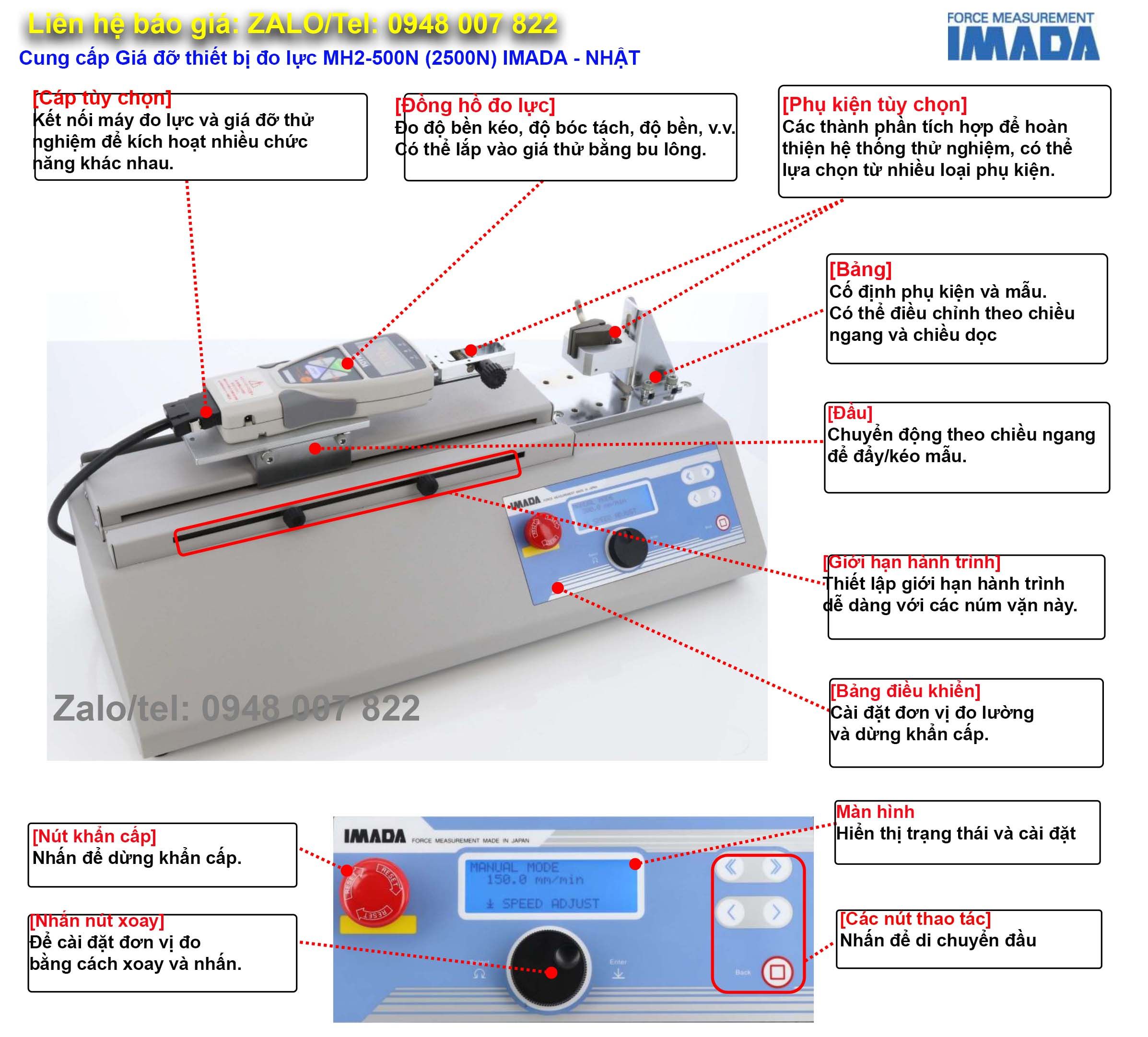 Giá đỡ thiết bị đo lực MH2-2500N IMADA 2 Lien he Gia do thiet bi do luc MH2 500N 2500N IMADA