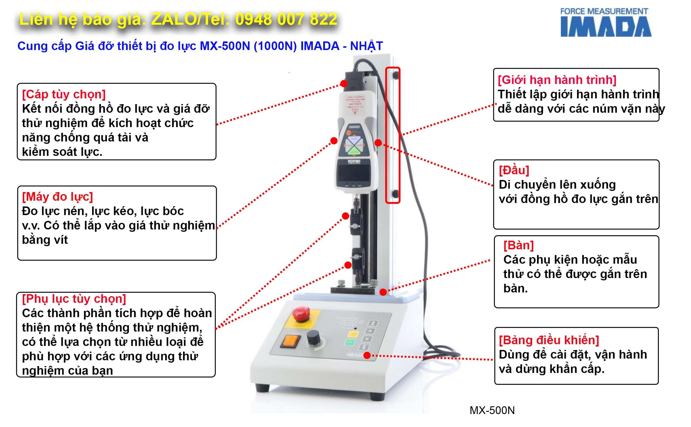 Giá đỡ thiết bị đo lực MX-1000N IMADA 2 Lien he Gia do thiet bi do luc MX 500N 1000N IMADA