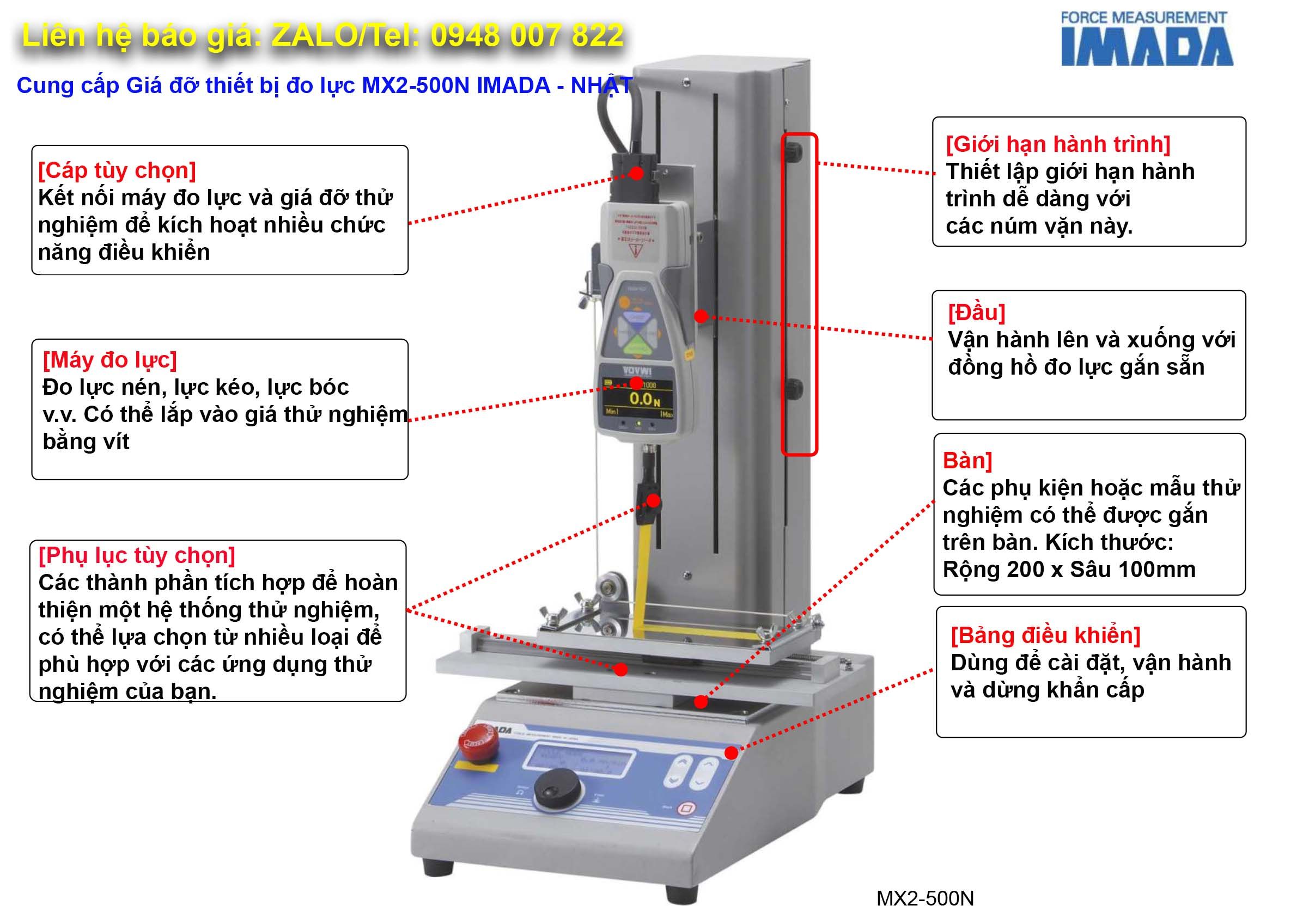 Giá đỡ thiết bị đo lực MX2-1000N IMADA 2 Lien he Gia do thiet bi do luc MX2 500N IMADA