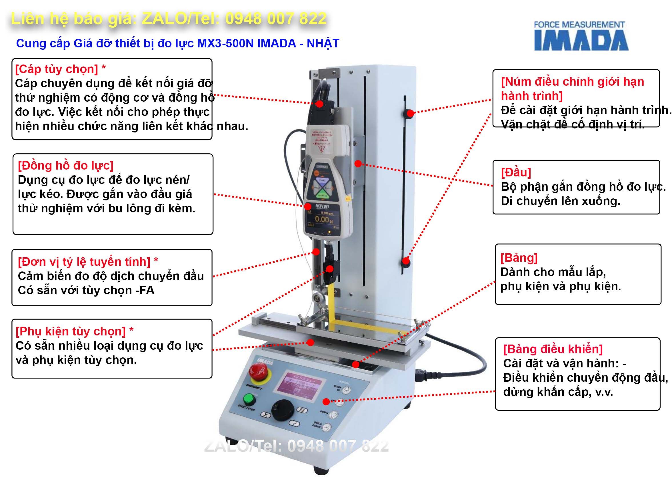 Giá đỡ thiết bị đo lực MX3-500N IMADA 2 Lien he Gia do thiet bi do luc MX3 500N IMADA