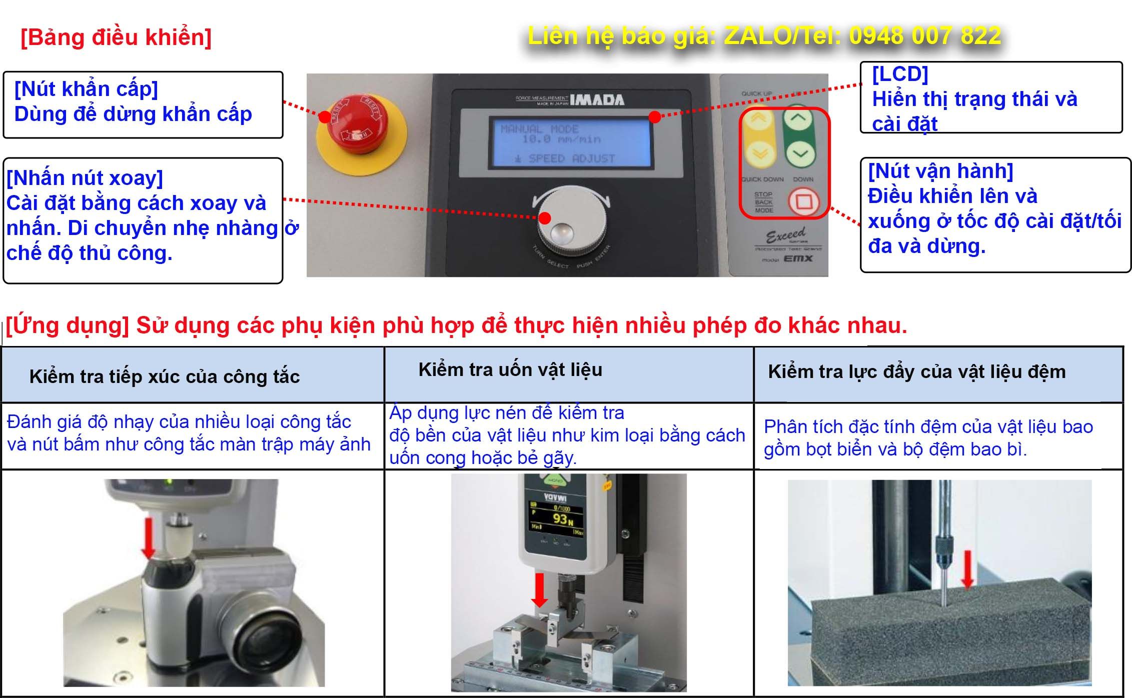 Giá đỡ thiết bị đo lực EMX-500N IMADA 3 Ung dung gia do may do luc keo EMX Imada