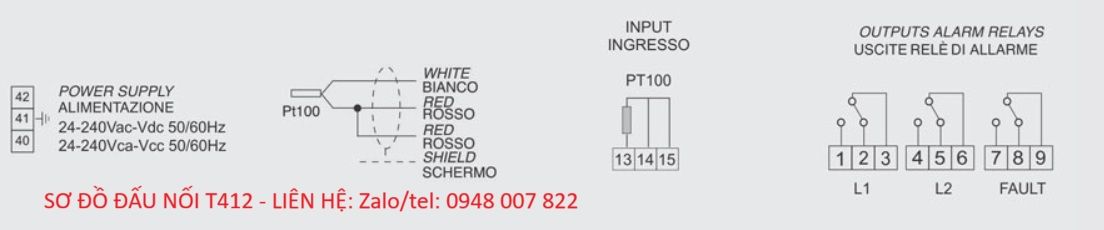 Màn hình điều khiển nhiệt độ T412 Tecsystem 2 so do dau noi T412