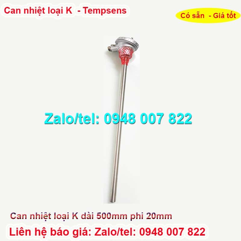 Can nhiệt loại K dài 500mm phi 20mm Tempsens 1 Can nhiệt loại K dài 500mm phi 20mm Tempsens