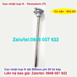 Can nhiệt loại K 1200oC dài 600mm lõi kép Termotech
