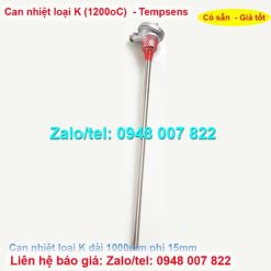 Can nhiệt loại K 1200oC dài 1000mm phi 15mm Tempsens