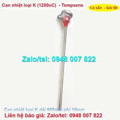 Can nhiệt loại K 1200oC dài 800mm phi 15mm Tempsens