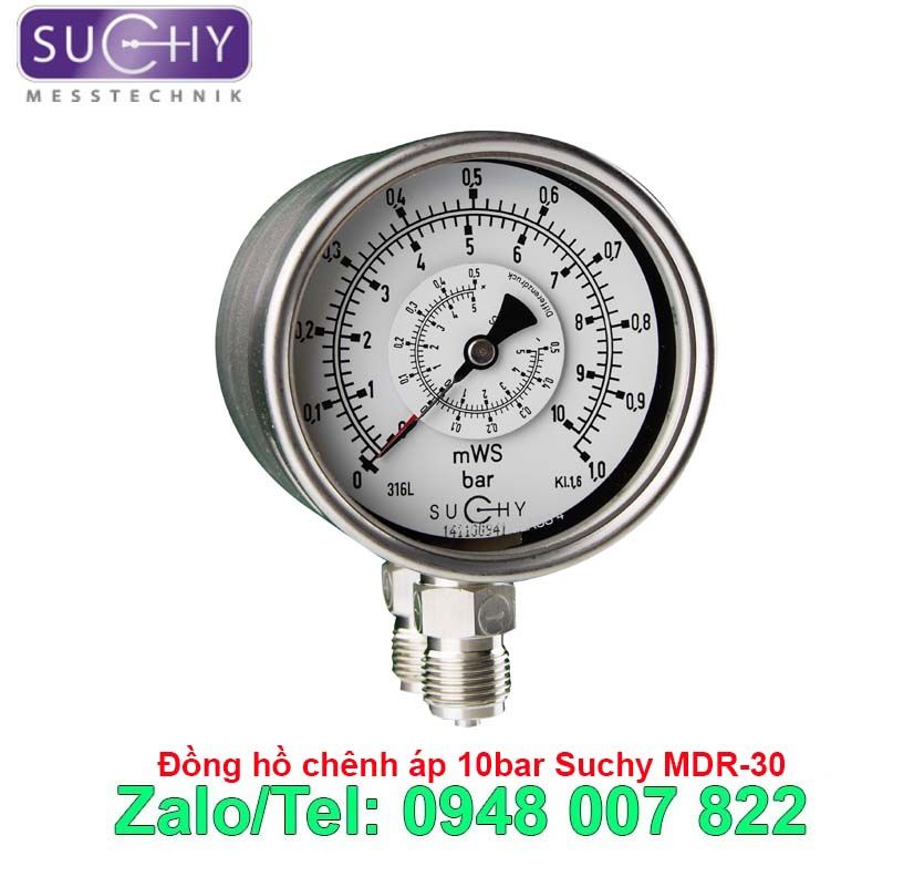 Đồng hồ chênh áp 10bar Suchy MDR-30