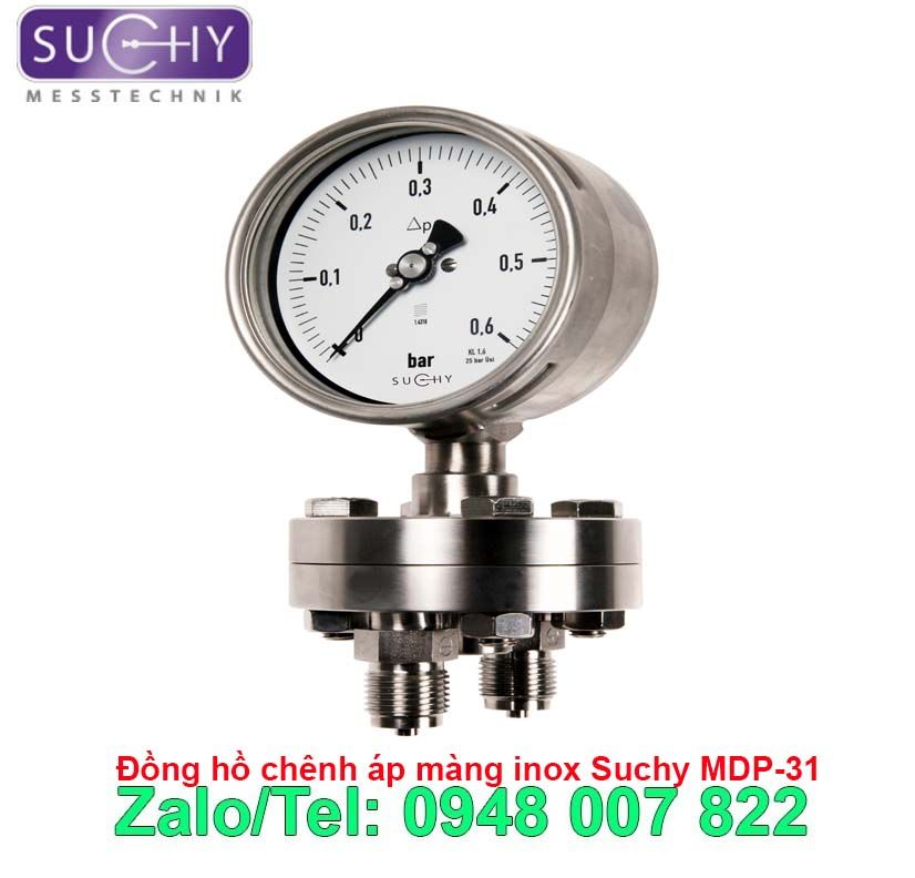 Đồng hồ chênh áp màng inox Suchy MDP-31