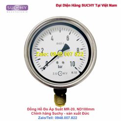 Đồng hồ đo áp suất 10bar Dn100 Suchy MR-20