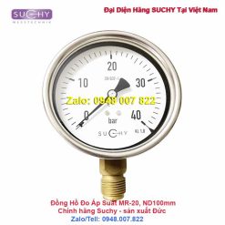Đồng hồ đo áp suất 40bar Dn100 Suchy MR-20