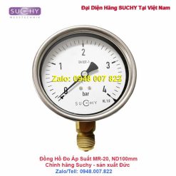 Đồng hồ đo áp suất 4bar Dn100 Suchy MR-20