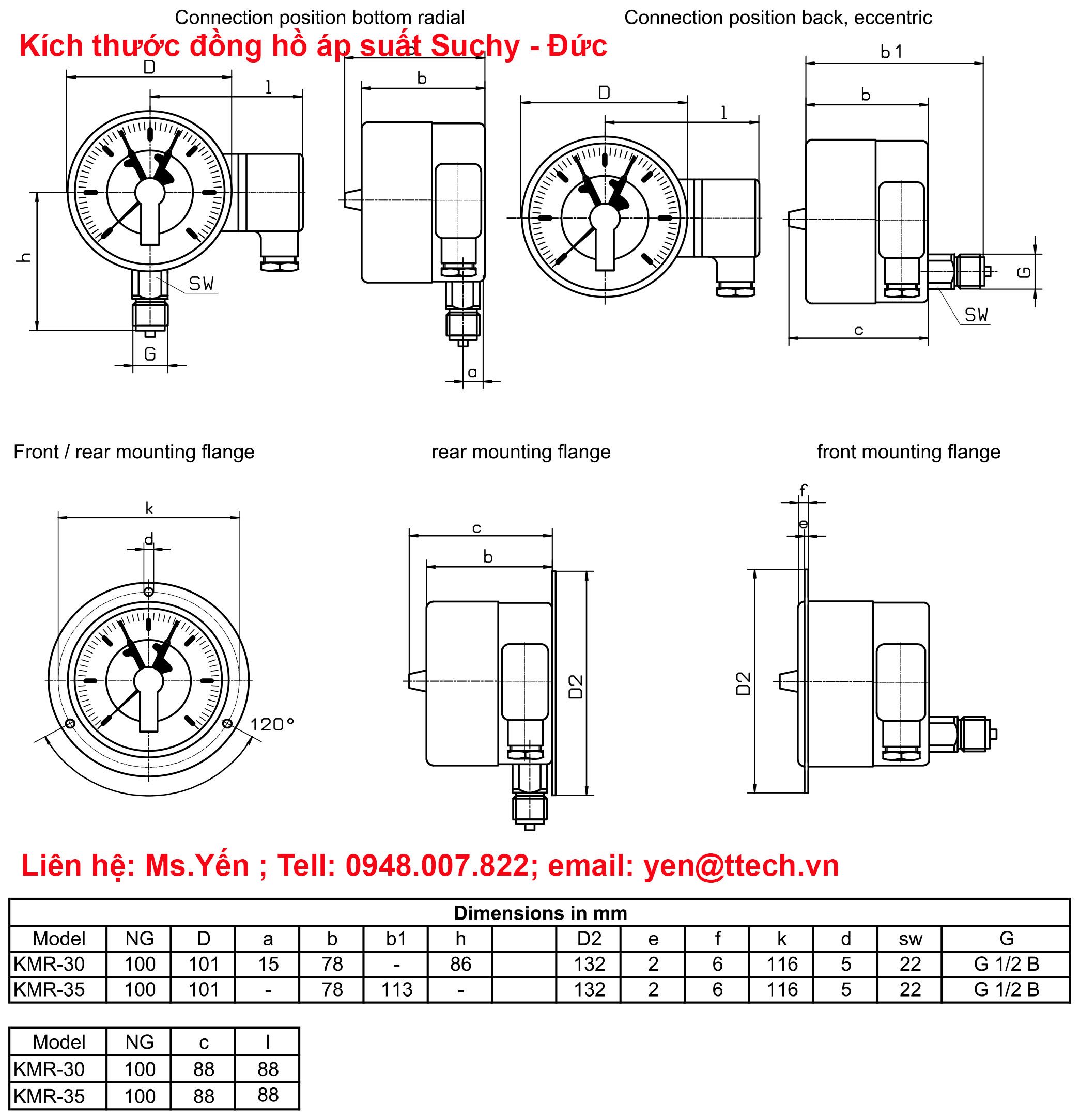 Kich thuoc cong tac ap suat KMR 30 100 KMR 35 100