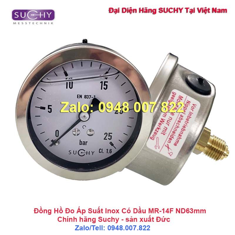 Đồng hồ đo áp suất 25bar Suchy MR-14F