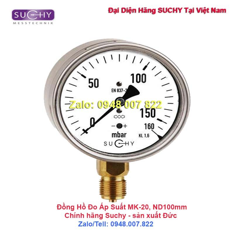 Đồng hồ đo áp suất 160mbar Suchy MK-20