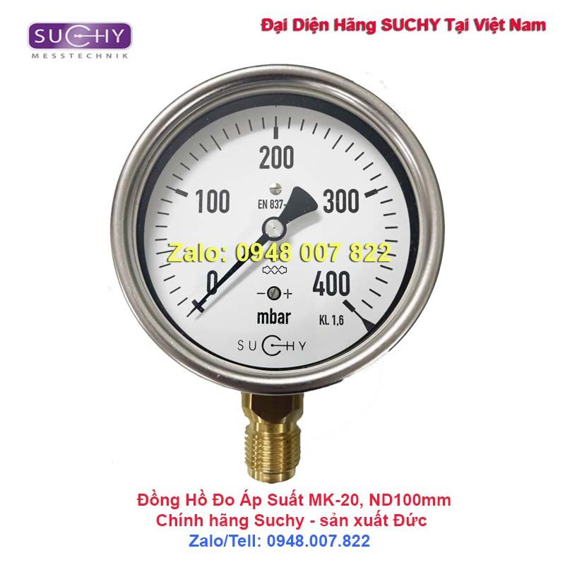 Đồng hồ đo áp suất 400mbar Suchy MK-20