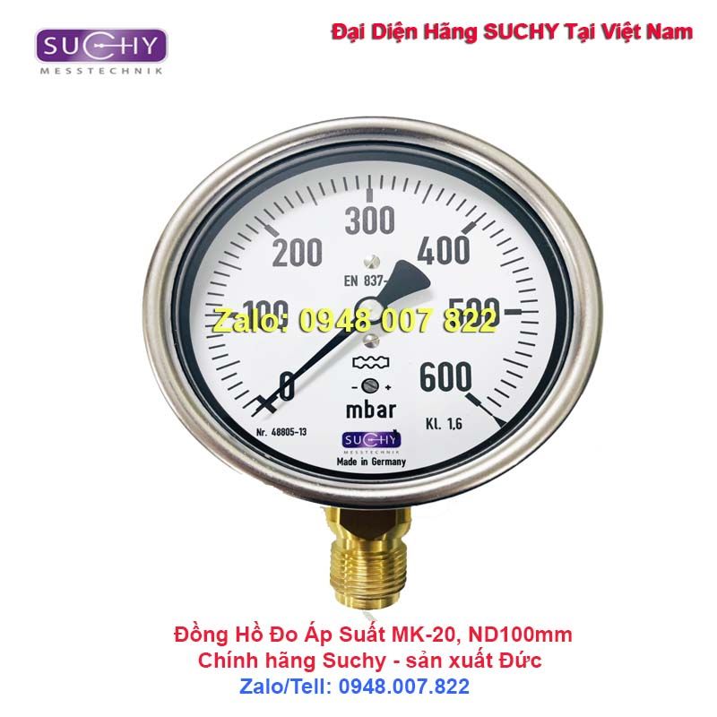 Đồng hồ đo áp suất 600mbar Suchy MK-20