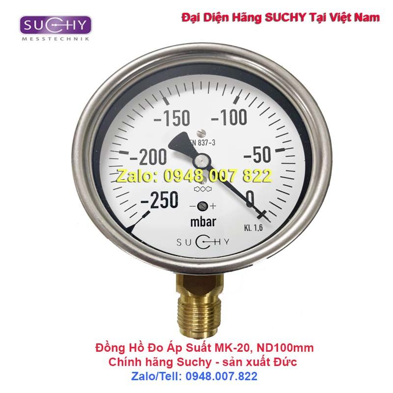 Đồng hồ đo áp suất -250mbar...0 Suchy MK-20