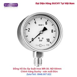 Đồng hồ đo áp suất 10bar vỏ inox Suchy MR-30