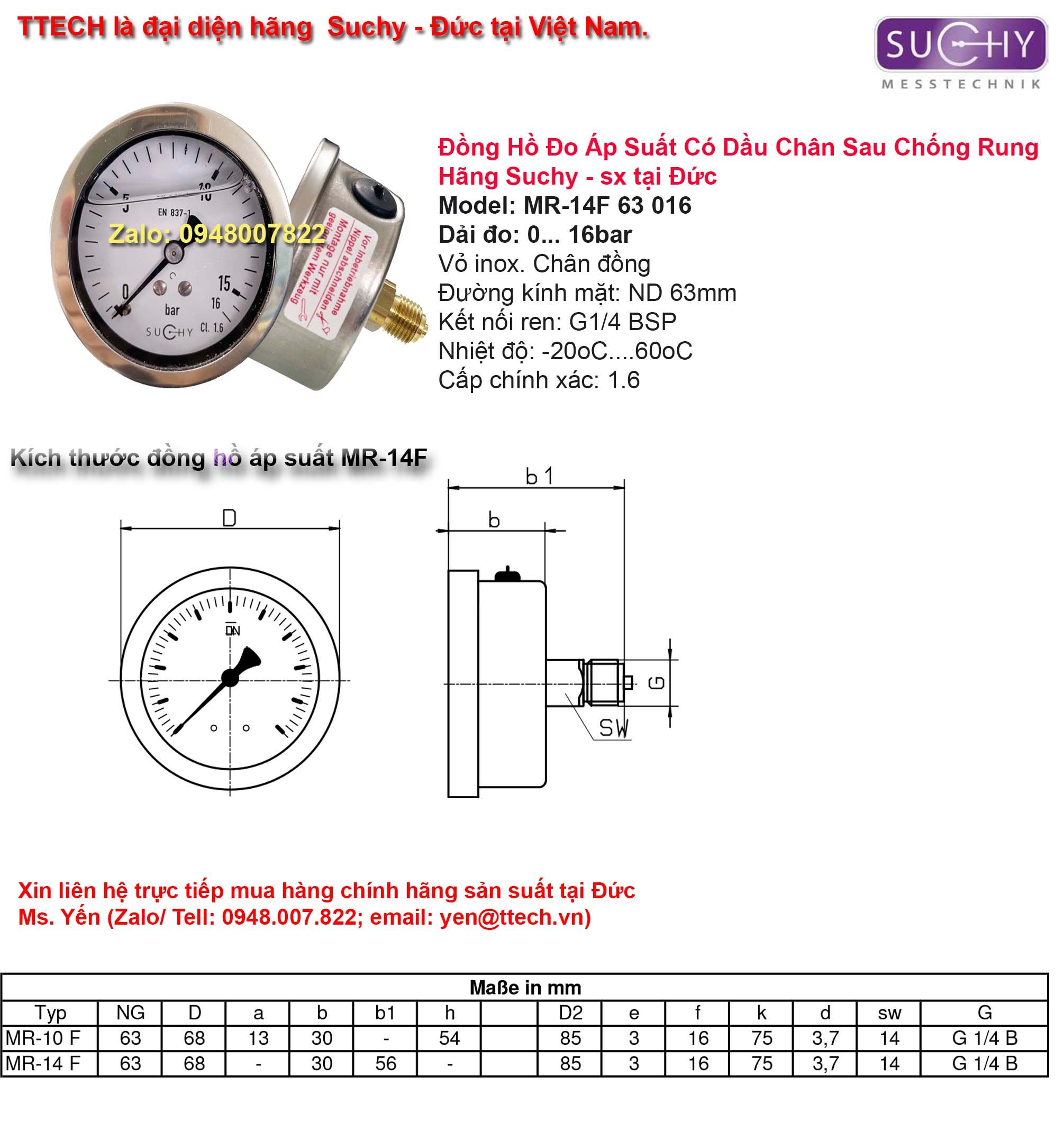kich thuoc dong ho ap suat 16bar MR 14F suchy