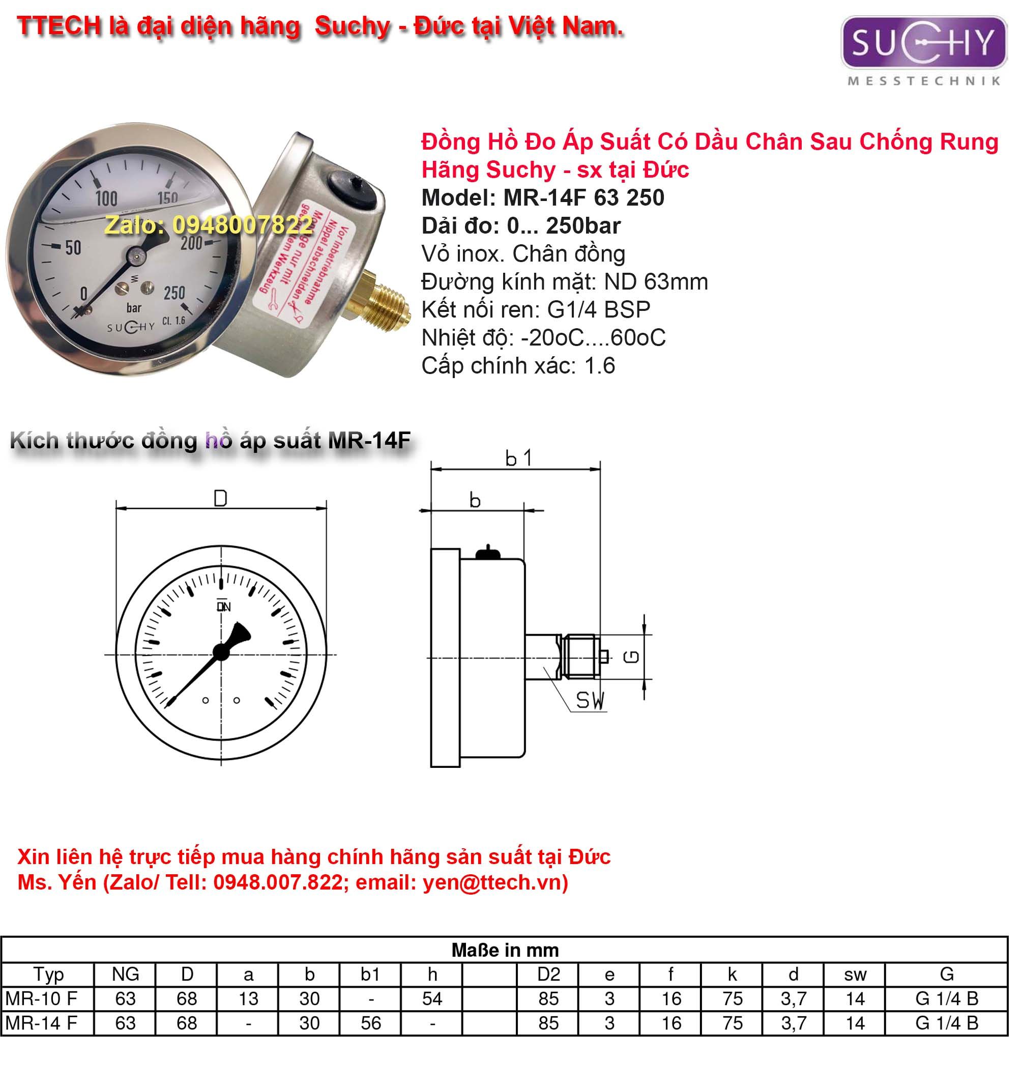 kich thuoc dong ho ap suat MR 14F 250bar suchy