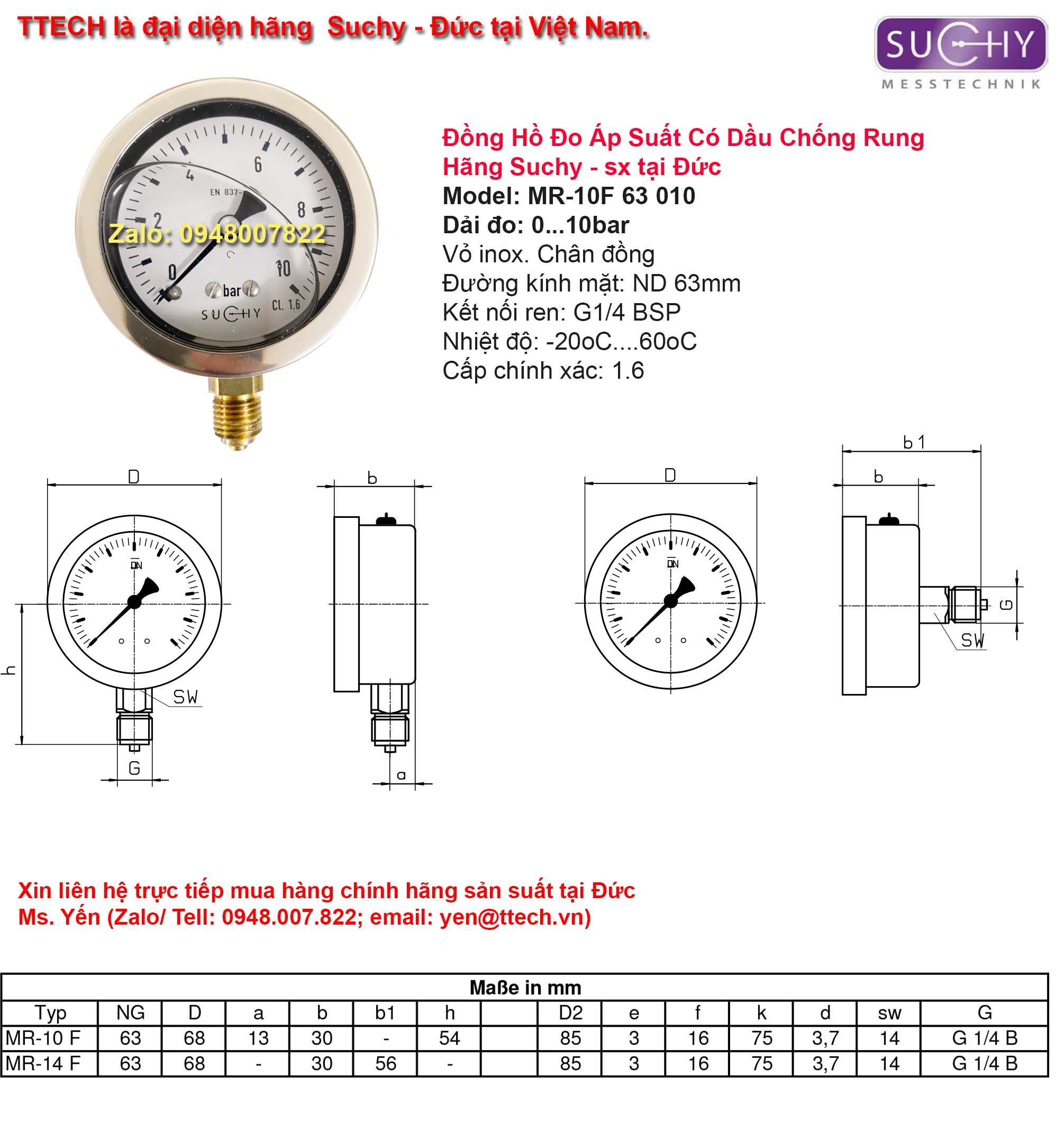 kich thuoc dong ho ap suat co dau MR 10F 10bar Suchy