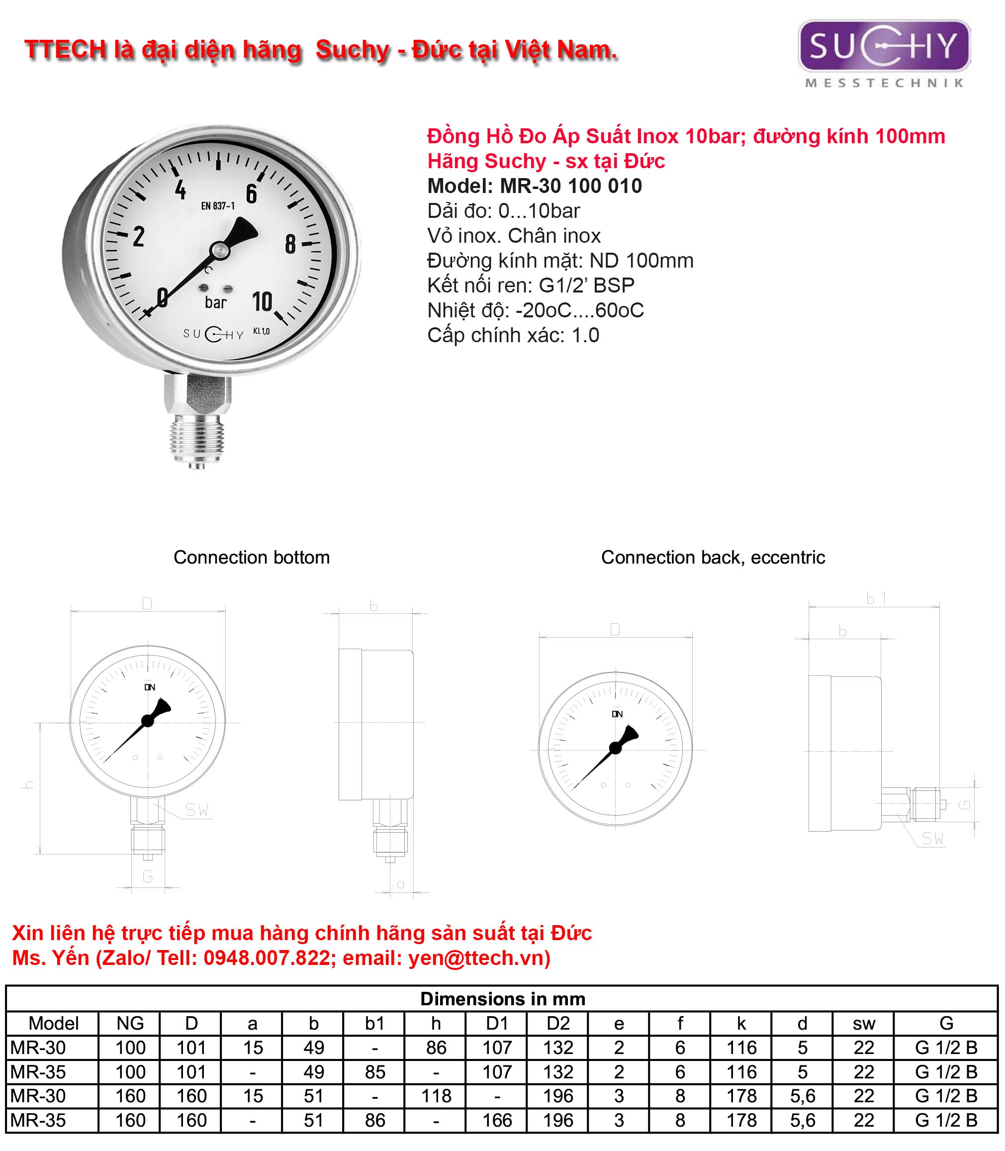 kich thuoc dong ho ap suat inox MR 30 10bar Suchy