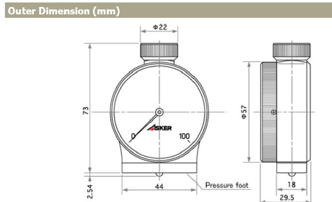 Kich thuoc ben ngoai mm Dong ho do do cung cao su Type CC2 Asker