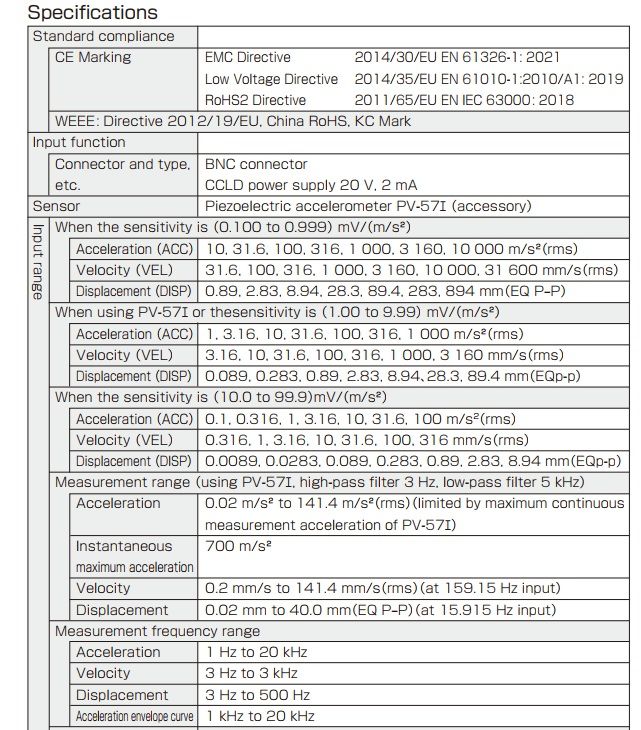 thong so ky thuat may do do rung VA 14 Rion